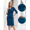image:imageAllegra K Womens 34 Sleeve Wrap Bodycon Dresses Pencil Mini DressNavy Blue