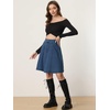 image:imageAllegra K Womens Denim Skirt High Waist Stretch A Line Casual Jean SkirtsDark Blue