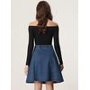 image:imageAllegra K Womens Denim Skirt High Waist Stretch A Line Casual Jean SkirtsDark Blue
