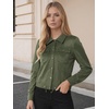 image:imageAllegra K Womens Faux Suede Jacket Button Down Biker Moto Coat OuterwearArmy Green
