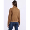 image:imageAllegra K Womens Faux Suede Jacket Button Down Biker Moto Coat OuterwearBrown Khaki