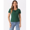 image:imageAllegra K Womens Peter Pan Collar Shirt Vintage 1950s Short Sleeve BlouseDark Green