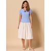 image:imageAllegra K Womens Peter Pan Collar Shirt Vintage 1950s Short Sleeve BlouseLight Blue
