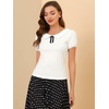 image:imageAllegra K Womens Peter Pan Collar Shirt Vintage 1950s Short Sleeve BlouseWhite