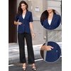 image:imageAllegra K Womens Short Sleeve Blazer Work Office Notched Lapel Suit JacketDark Blue