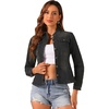 image:imageAllegra K Denim Jacket Womens Classic Stand Collar Long Sleeve Jean JacketsBlack