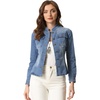 image:imageAllegra K Denim Jacket Womens Classic Stand Collar Long Sleeve Jean JacketsBlue