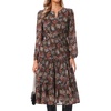 image:imageAllegra K Floral Chiffon Dress for Women Flowy Pleated Tiered Midi DressBlack