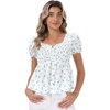image:imageAllegra K Floral Top for Womens Sweetheart Neck Shirred Ruffle Peplum TopsBlue White