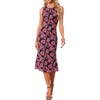 image:imageAllegra K Mesh Floral Dress for Womens Sleeveless Crew Neck Cocktail Party Fishtail Midi DressesBlack Pink