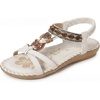 image:imageAllegra K Women Bohemian Rhinestone Knot Flat Ankle Elastic SandalsWhite