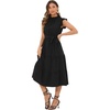 image:imageAllegra K Women Casual Midi Ruffled Sleeve Mock Neck ALine Belted DressBlack