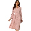 image:imageAllegra K Women Floral Print V Neck Long Sleeve Midi Boho DressPink
