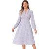 image:imageAllegra K Women Floral Print V Neck Long Sleeve Midi Boho DressPurple