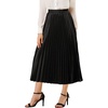 image:imageAllegra K Women Pleated Midi Skirt High Waisted Metallic Party SkirtsBlack