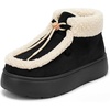 image:imageAllegra K Women Warm Faux Suede Nonslip Laceup Flat Ankle Snow BootsBlack