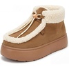 image:imageAllegra K Women Warm Faux Suede Nonslip Laceup Flat Ankle Snow BootsBrown