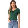 image:imageAllegra K Womens Peter Pan Collar Shirt Vintage 1950s Short Sleeve BlouseDark Green