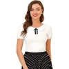 image:imageAllegra K Womens Peter Pan Collar Shirt Vintage 1950s Short Sleeve BlouseWhite