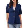 image:imageAllegra K Womens Short Sleeve Blazer Work Office Notched Lapel Suit JacketDark Blue