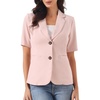 image:imageAllegra K Womens Short Sleeve Blazer Work Office Notched Lapel Suit JacketPink