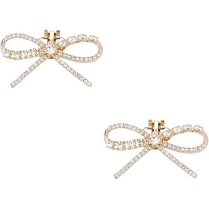 image:imageAllegra K 2 PCS Womens Sparkly Rhinestone Shoe Clips Detachable Bow Decorations for Bridal WeddingGoldSingleRow