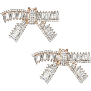 image:imageAllegra K 2 PCS Womens Sparkly Rhinestone Shoe Clips Detachable Bow Decorations for Bridal WeddingGoldWavy Bow