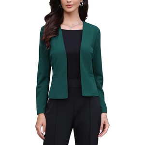image:imageAllegra K Collarless Blazer for Womens Work Suit JacketsDark Green