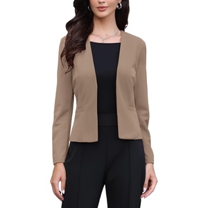 image:imageAllegra K Collarless Blazer for Womens Work Suit JacketsDark Khaki