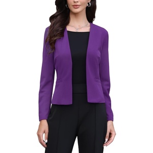 image:imageAllegra K Collarless Blazer for Womens Work Suit JacketsDark Purple