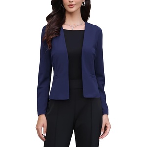 image:imageAllegra K Collarless Blazer for Womens Work Suit JacketsNavy Blue
