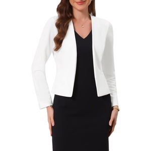 image:imageAllegra K Collarless Blazer for Womens Work Suit JacketsWhite