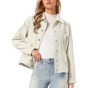 image:imageAllegra K Corduroy Jacket for Women Long Sleeve Button Down OuterwearApricot