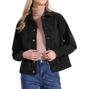image:imageAllegra K Corduroy Jacket for Women Long Sleeve Button Down OuterwearBlack