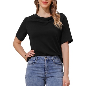 image:imageAllegra K Women Casual Stretchy Cowl Neck Short Sleeve BlouseBlack