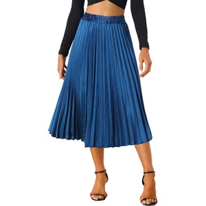 image:imageAllegra K Women Pleated Midi Skirt High Waisted Metallic Party SkirtsBlue1