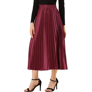 image:imageAllegra K Women Pleated Midi Skirt High Waisted Metallic Party SkirtsBurgundy