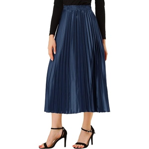 image:imageAllegra K Women Pleated Midi Skirt High Waisted Metallic Party SkirtsDark Blue