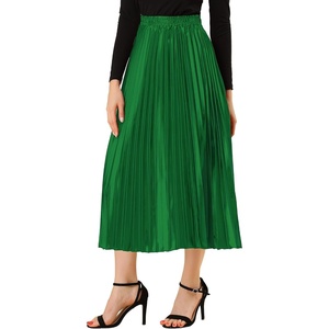 image:imageAllegra K Women Pleated Midi Skirt High Waisted Metallic Party SkirtsGreen