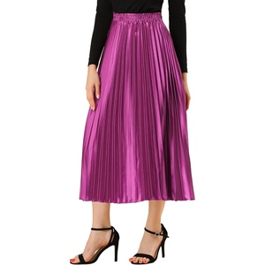 image:imageAllegra K Women Pleated Midi Skirt High Waisted Metallic Party SkirtsMauve