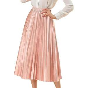 image:imageAllegra K Women Pleated Midi Skirt High Waisted Metallic Party SkirtsPink