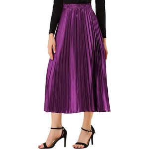 image:imageAllegra K Women Pleated Midi Skirt High Waisted Metallic Party SkirtsPurple