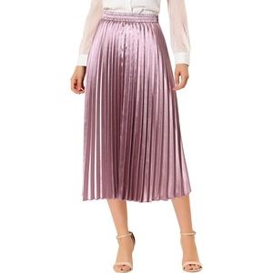 image:imageAllegra K Women Pleated Midi Skirt High Waisted Metallic Party SkirtsRose Purple