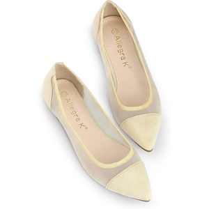 image:imageAllegra K Women Pointed Toe Slip On Mesh FlatsBeige