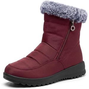 image:imageAllegra K Women Warm NonSlip Flat Side Zipper Ankle Snow BootsBurgundy