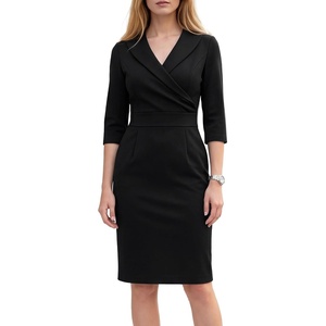 image:imageAllegra K Womens 34 Sleeve Wrap Bodycon Dresses Pencil Mini DressBlack