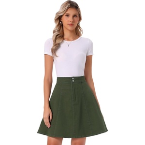 image:imageAllegra K Womens Denim Skirt High Waist Stretch A Line Casual Jean SkirtsDark Green