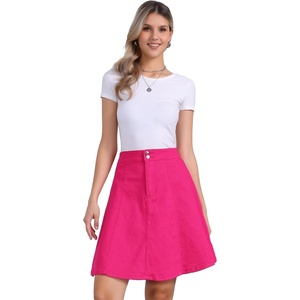 image:imageAllegra K Womens Denim Skirt High Waist Stretch A Line Casual Jean SkirtsHot Pink