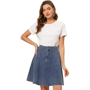 image:imageAllegra K Womens Denim Skirt High Waist Stretch A Line Casual Jean SkirtsLight Blue