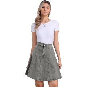 image:imageAllegra K Womens Denim Skirt High Waist Stretch A Line Casual Jean SkirtsLight Grey